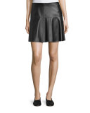 Lamb Leather Pleated Skirt