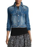 Stretch Denim Cropped Jacket 