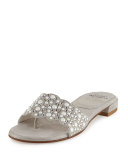 Napoli Pearly Crystal Flat Slide Sandal