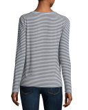 Soft Touch Long-Sleeve Striped Crewneck Top