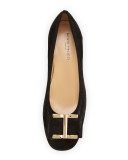 Ramie Printed Block-Heel Pump, Black