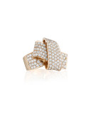 Jumbo 18K Rose Gold & Pavé Diamond Knot Ring, Size 7