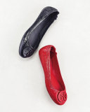 Minnie Patent Leather Travel Ballet Flat, Cerise