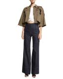 Talia High-Waist Denim Wide-Leg Pants, Indigo
