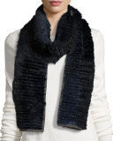 Cashmere Fox-Fur Scarf, Navy