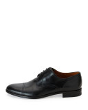 Bruxelles Leather Cap-Toe Dress Shoe, Black