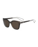 Diorama Caged Monochromatic Sunglasses, Grey Crystal