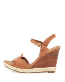 Clare Rope Wedge Sandal, Cognac