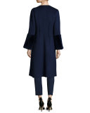 Toni Sleeveless Velvet Combo Blouse, Galaxy Blue