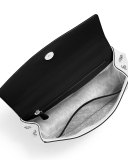 Ava Small Bicolor Leather Satchel Bag, White/Black