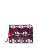 Dionysus Medium Cubic-Python Shoulder Bag, Red/White/Blue