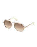 Studded Metal Aviators, Silver