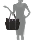 Leather-Trim Canvas Utility Tote Bag, Black