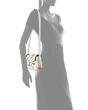J Marc Embroidered Python Shoulder Bag, White