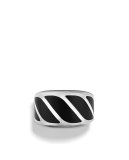 Men's Graphic Cable Band Ring w/Black Onyx