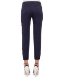 Florette Slim-Leg Cargo Pants, Navy