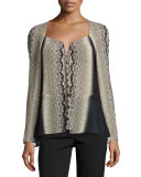 Long-Sleeve Snake-Print Top