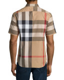 Fred Check Short-Sleeve Woven Shirt, Camel