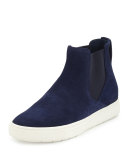 Newlyn Hidden-Wedge High-Top Sneaker, Heather Indigo