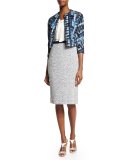 Sleeveless Tie-Neck Combo Sheath Dress, Marine Blue