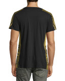Gold Side-Striped Short-Sleeve T-Shirt, Black