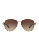 Gradient Chain-Link Aviator Sunglasses, Gold