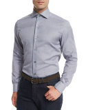 Jacquard-Print Long-Sleeve Sport Shirt, Navy
