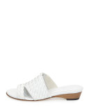 Gabri Woven Leather Slide Sandal, White