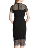 Lily Short-Sleeve Mesh Midi Dress