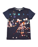 Runi City Lights Jersey Tee, Blue, Size 4-12