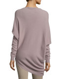 Asymmetric-Hem Cashmere Sweater, Dark Mauve