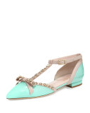 becca jeweled t-strap ballerina flat, mint/pale pink