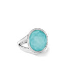 Stella Lollipop Ring in Turquoise Doublet with Diamonds, 0.23