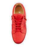 Breks Snake-Embossed Side-Zip Sneaker, Red