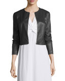 Stanta Leather Cropped Zip Jacket, Pewter