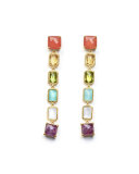 18K Rock Candy Extra-Long 6-Stone Earrings 