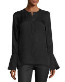 Kanley Tonal-Pattern Bell-Sleeve Shirt