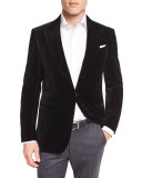 Tic Velvet Single-Button Sport Coat, Dark Navy