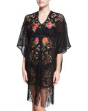 Gina Embroidered Crochet Caftan Coverup