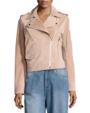 Suede Moto Jacket, Blush