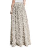 Summer Faux-Fur Maxi Skirt, Gray