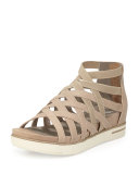 Airy Caged Leather Sneaker, Barley