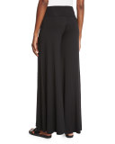 Wide-Leg Jersey Trousers, Black 