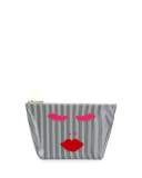 Avery Medium Cosmetics Bag, Black Stripes