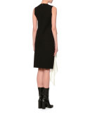 Sleeveless Ruffle-Trim Stretch Top, Black