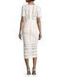 Gareth Cotton Lace Midi Dress, Ecru 