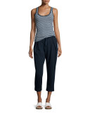 Rhom Pleated-Front Cropped Pants, Indigo Knit Four