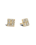 Square Stud Earrings with Diamonds