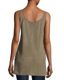 Split Lamb Suede Tank, Dark Green