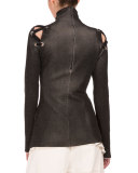 Lace-Up Turtleneck Sweater, Black/Ecru
